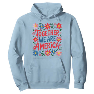 Together We Are America Floral Patriotic Hoodie Retro Red White and Blue Bunny Inspirational Quote TS02 Light Blue Print Your Wear