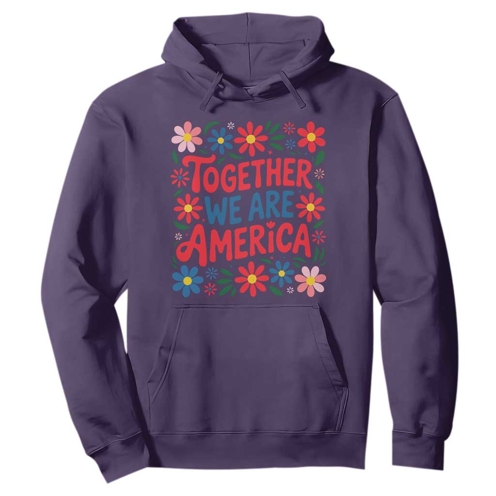Together We Are America Floral Patriotic Hoodie Retro Red White and Blue Bunny Inspirational Quote TS02 Purple Print Your Wear