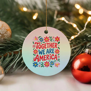 Together We Are America Floral Patriotic Ceramic Ornament Retro Red White and Blue Bunny Inspirational Quote TS02 1pc Pastel Print Your Wear