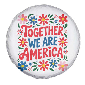 Together We Are America Floral Patriotic Spare Tire Cover Retro Red White and Blue Bunny Inspirational Quote TS02 Print Your Wear