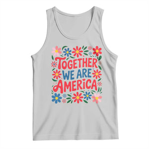 Together We Are America Floral Patriotic Tank Top Retro Red White and Blue Bunny Inspirational Quote TS02 Ash Print Your Wear