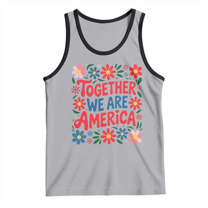 Together We Are America Floral Patriotic Tank Top Retro Red White and Blue Bunny Inspirational Quote TS02 Athletic Heather Black Print Your Wear