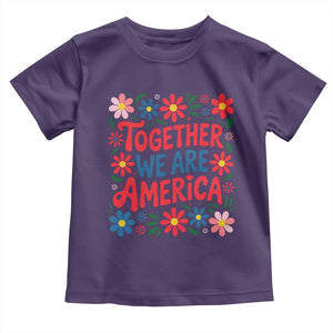 Together We Are America Floral Patriotic Toddler T Shirt Retro Red White and Blue Bunny Inspirational Quote TS02 Purple Print Your Wear