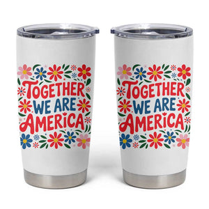 Together We Are America Floral Patriotic Tumbler Cup Retro Red White and Blue Bunny Inspirational Quote TS02 White Print Your Wear
