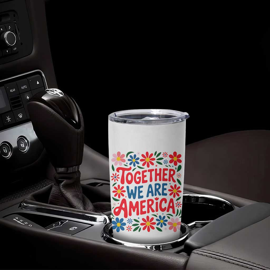 Together We Are America Floral Patriotic Tumbler Cup Retro Red White and Blue Bunny Inspirational Quote TS02 Print Your Wear