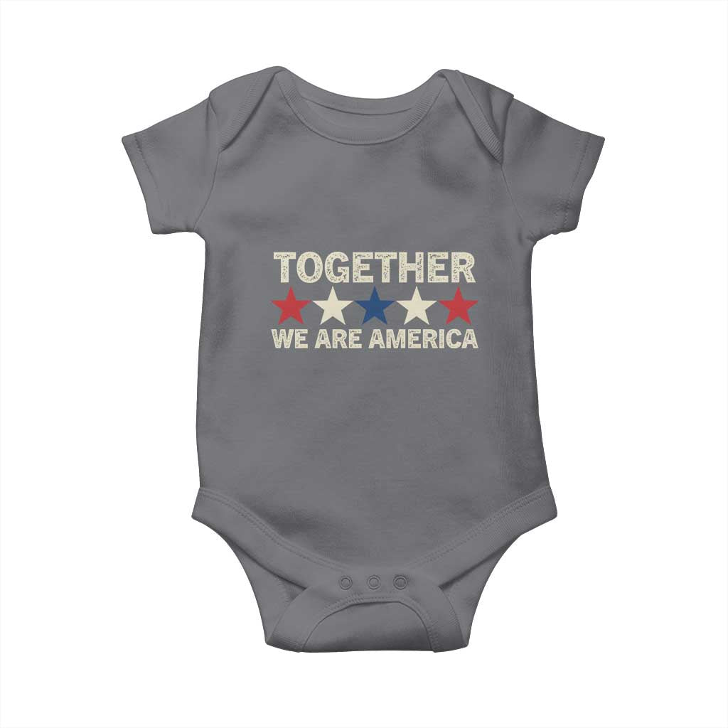 Together We Are America Patriotic Unity Baby Onesie Vintage Red White Blue Stars Bunny Inspirational Quote TS02 Charcoal Print Your Wear