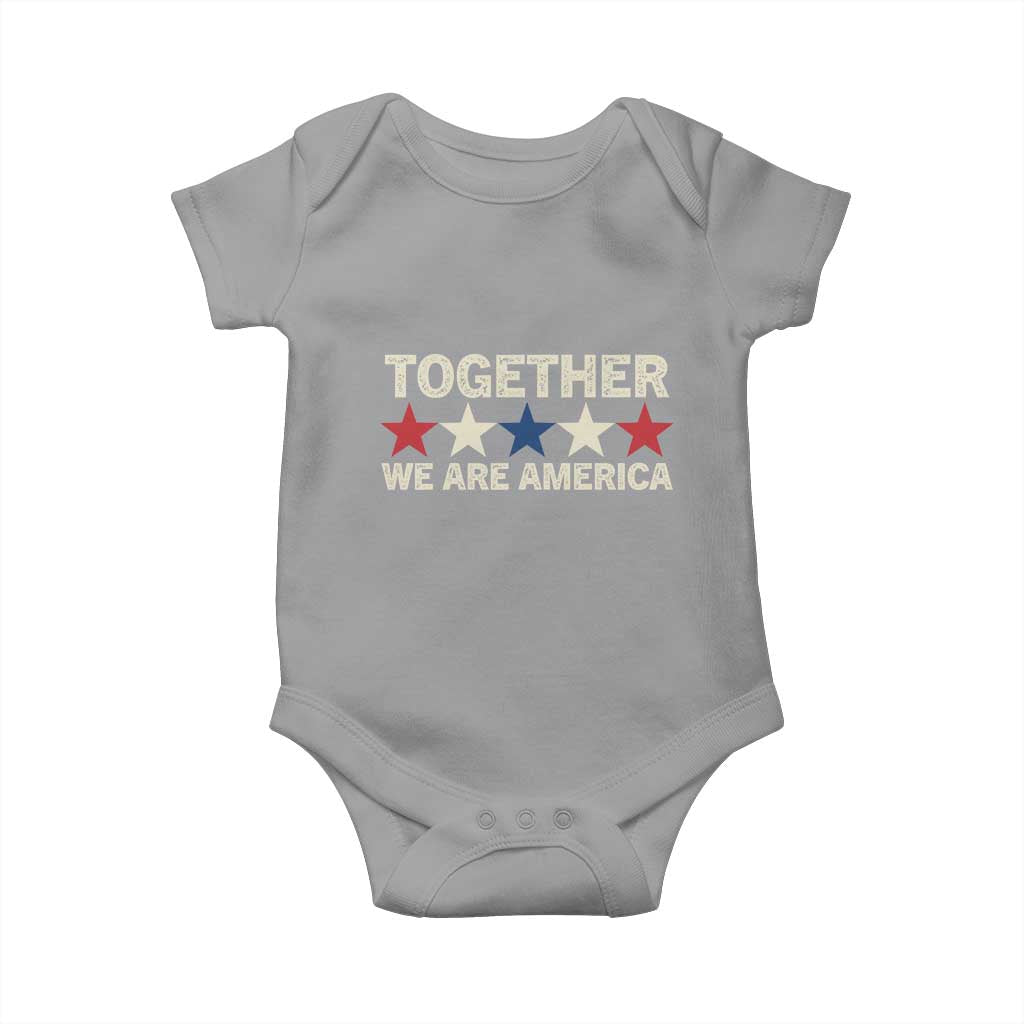 Together We Are America Patriotic Unity Baby Onesie Vintage Red White Blue Stars Bunny Inspirational Quote TS02 Sport Gray Print Your Wear