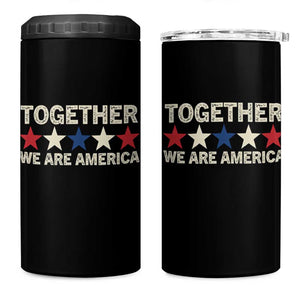 Together We Are America Patriotic Unity 4 in 1 Can Cooler Tumbler Vintage Red White Blue Stars Bunny Inspirational Quote TS02 One Size: 16 oz Black Print Your Wear