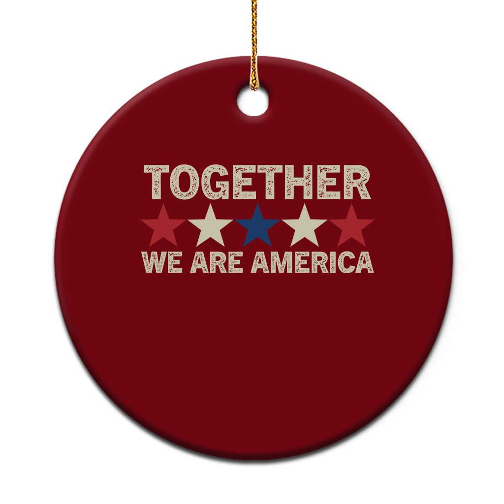 Together We Are America Patriotic Unity Ceramic Ornament Vintage Red White Blue Stars Bunny Inspirational Quote TS02 1pc Red Print Your Wear