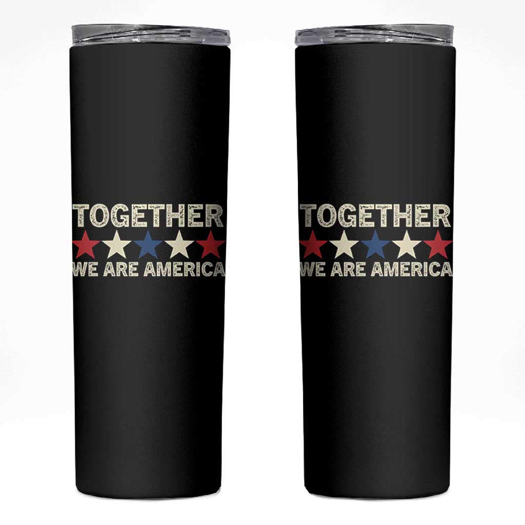 Together We Are America Patriotic Unity Skinny Tumbler Vintage Red White Blue Stars Bunny Inspirational Quote TS02 Black Print Your Wear