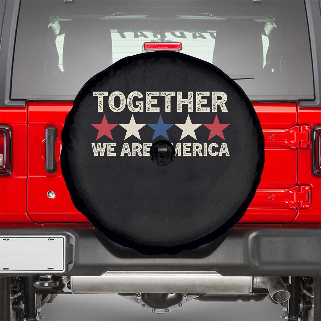 Together We Are America Patriotic Unity Spare Tire Cover Vintage Red White Blue Stars Bunny Inspirational Quote TS02 Black Print Your Wear