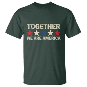 Together We Are America Patriotic Unity T Shirt Vintage Red White Blue Stars Bunny Inspirational Quote TS02 Dark Forest Green Print Your Wear