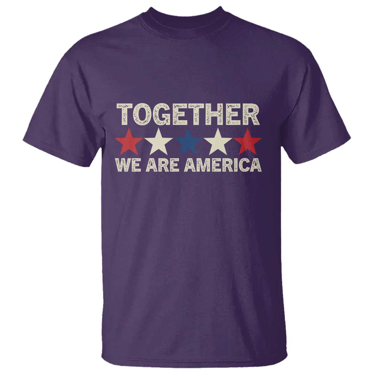 Together We Are America Patriotic Unity T Shirt Vintage Red White Blue Stars Bunny Inspirational Quote TS02 Purple Print Your Wear