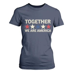 Together We Are America Patriotic Unity T Shirt For Women Vintage Red White Blue Stars Bunny Inspirational Quote TS02 Navy Print Your Wear
