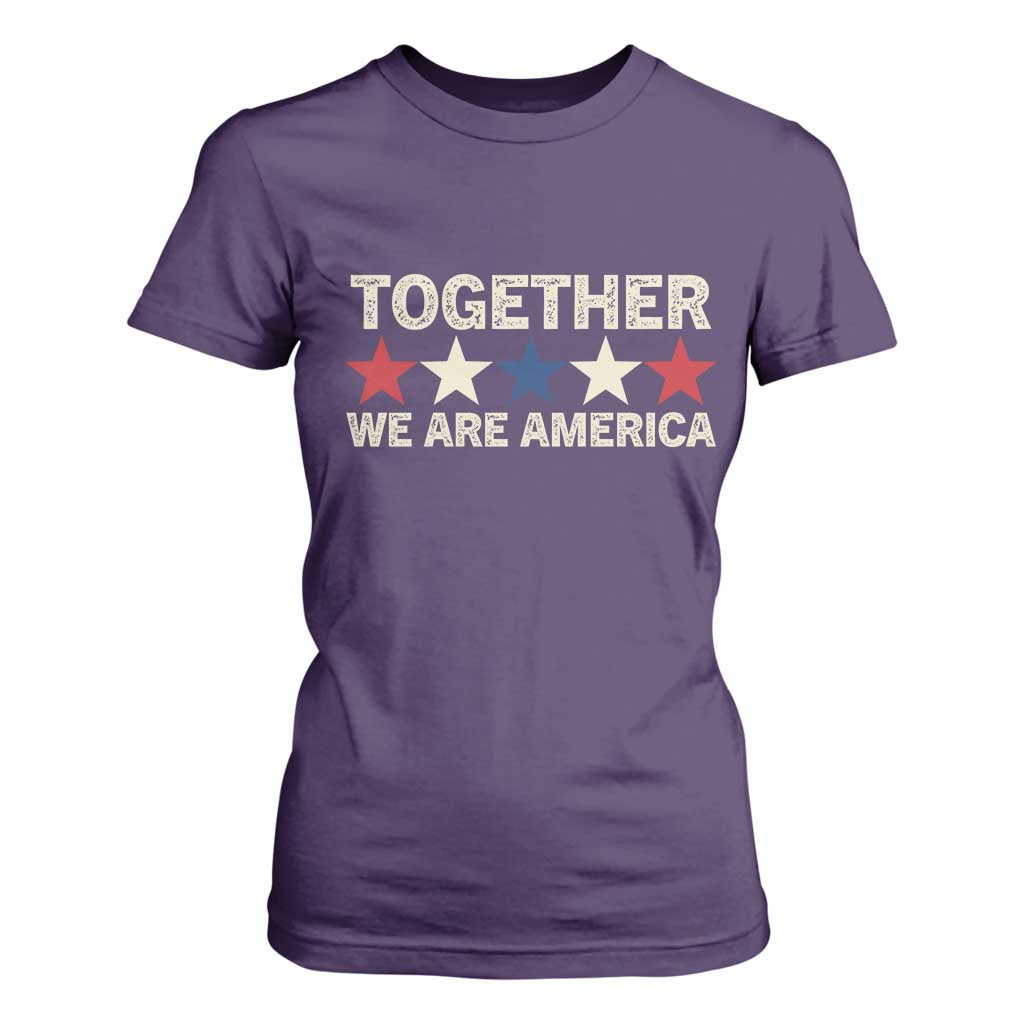 Together We Are America Patriotic Unity T Shirt For Women Vintage Red White Blue Stars Bunny Inspirational Quote TS02 Purple Print Your Wear
