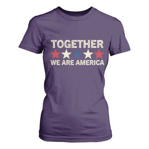 Together We Are America Patriotic Unity T Shirt For Women Vintage Red White Blue Stars Bunny Inspirational Quote TS02 Purple Print Your Wear