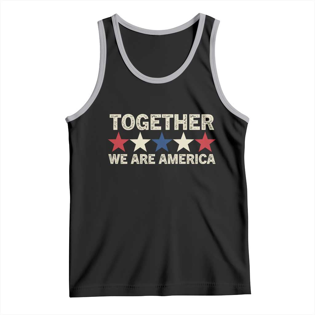 Together We Are America Patriotic Unity Tank Top Vintage Red White Blue Stars Bunny Inspirational Quote TS02 Black Athletic Heather Print Your Wear