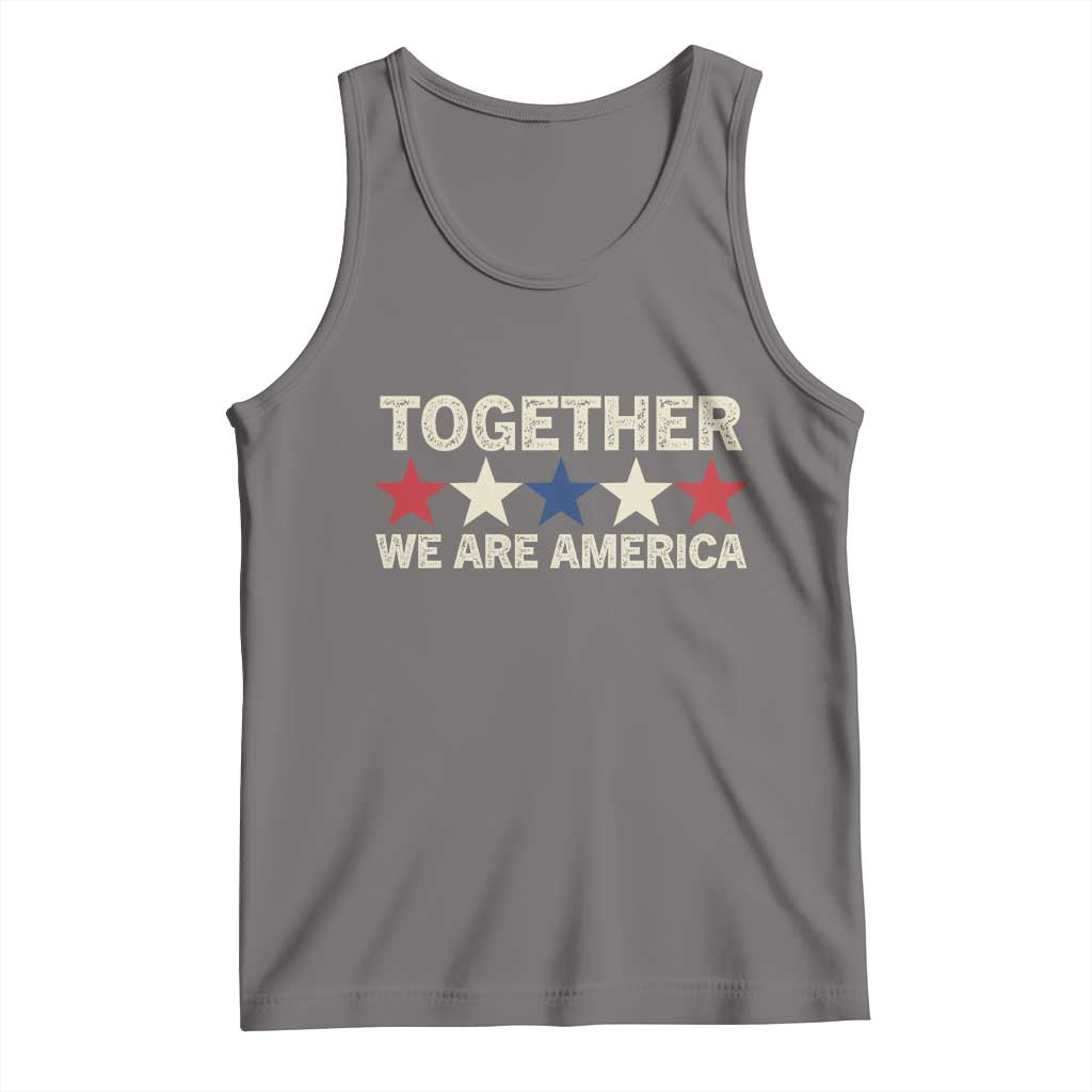 Together We Are America Patriotic Unity Tank Top Vintage Red White Blue Stars Bunny Inspirational Quote TS02 Deep Heather Print Your Wear