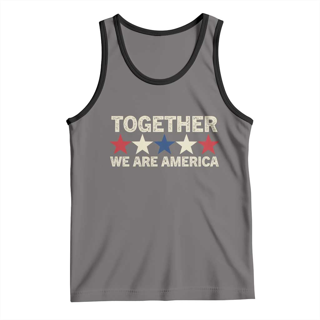 Together We Are America Patriotic Unity Tank Top Vintage Red White Blue Stars Bunny Inspirational Quote TS02 Deep Heather Black Print Your Wear