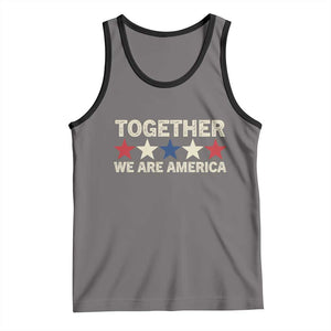 Together We Are America Patriotic Unity Tank Top Vintage Red White Blue Stars Bunny Inspirational Quote TS02 Deep Heather Black Print Your Wear