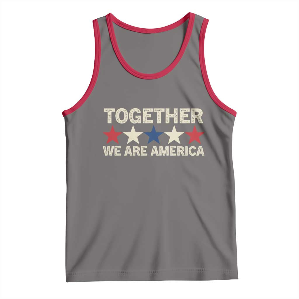 Together We Are America Patriotic Unity Tank Top Vintage Red White Blue Stars Bunny Inspirational Quote TS02 Deep Heather Red Print Your Wear
