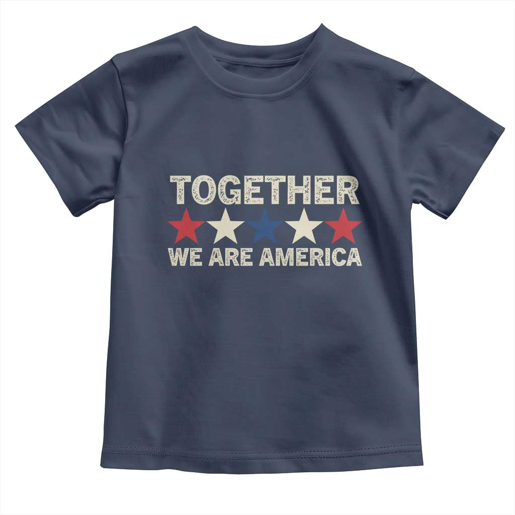 Together We Are America Patriotic Unity Toddler T Shirt Vintage Red White Blue Stars Bunny Inspirational Quote TS02 Navy Print Your Wear