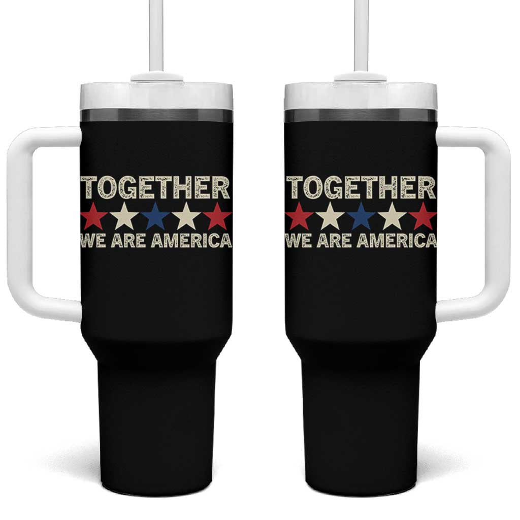 Together We Are America Patriotic Unity Tumbler With Handle Vintage Red White Blue Stars Bunny Inspirational Quote TS02 One Size: 40 oz Black Print Your Wear
