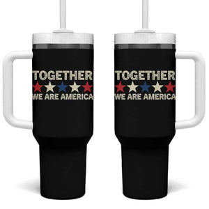 Together We Are America Patriotic Unity Tumbler With Handle Vintage Red White Blue Stars Bunny Inspirational Quote TS02 One Size: 40 oz Black Print Your Wear