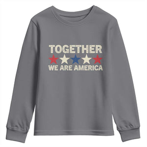 Together We Are America Patriotic Unity Youth Sweatshirt Vintage Red White Blue Stars Bunny Inspirational Quote TS02 Charcoal Print Your Wear