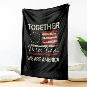 Together We Are America Betsy Ross Patriotic Flag Throw Blanket We The People Unity and Freedom Bunny Inspirational Quote TS02 Print Your Wear