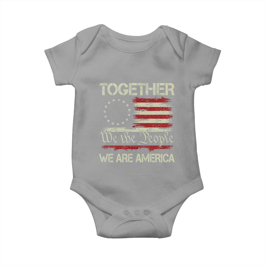 Together We Are America Betsy Ross Patriotic Flag Baby Onesie We The People Unity and Freedom Bunny Inspirational Quote TS02 Sport Gray Print Your Wear