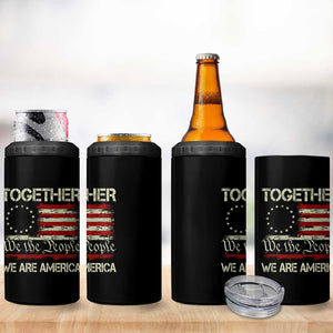 Together We Are America Betsy Ross Patriotic Flag 4 in 1 Can Cooler Tumbler We The People Unity and Freedom Bunny Inspirational Quote TS02 Print Your Wear