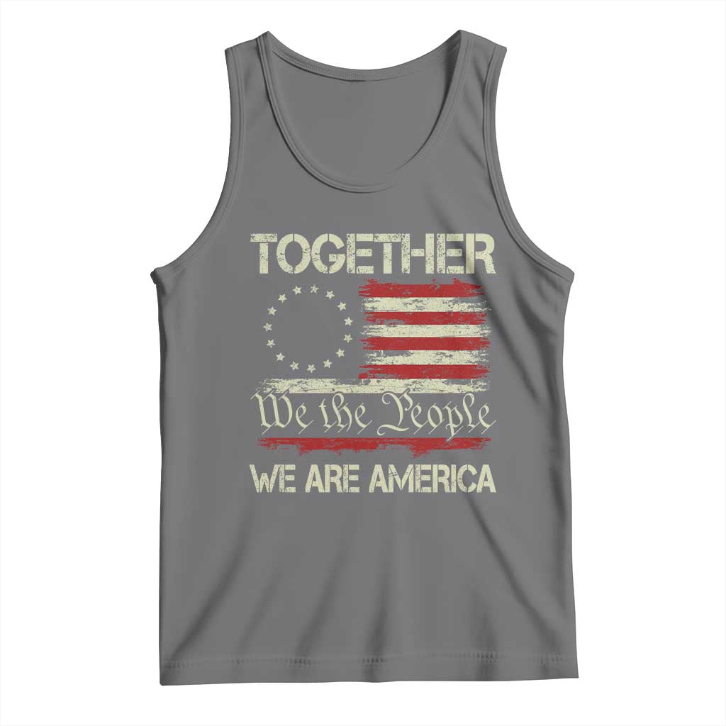 Together We Are America Betsy Ross Patriotic Flag Tank Top We The People Unity and Freedom Bunny Inspirational Quote TS02 Black Heather Print Your Wear