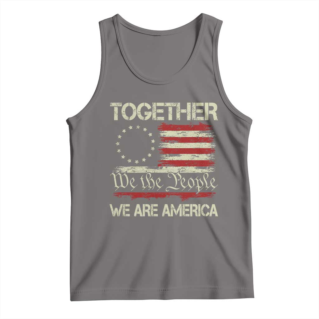 Together We Are America Betsy Ross Patriotic Flag Tank Top We The People Unity and Freedom Bunny Inspirational Quote TS02 Deep Heather Print Your Wear