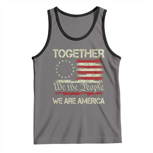 Together We Are America Betsy Ross Patriotic Flag Tank Top We The People Unity and Freedom Bunny Inspirational Quote TS02 Deep Heather Black Print Your Wear