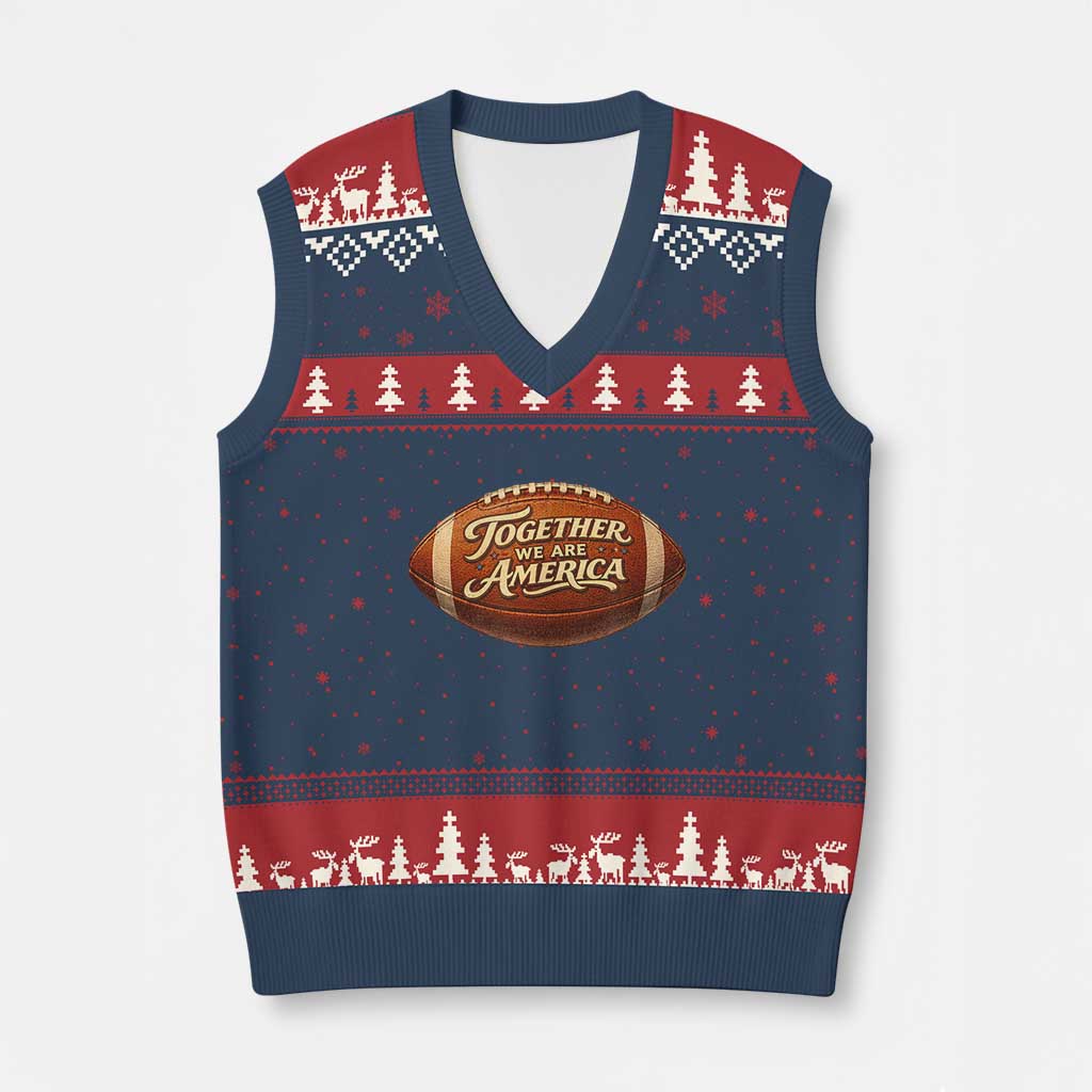 Together We Are America V-Neck Knit Sweater Vest Bold Statement Unity Bunny Inspirational Quote TS02 Navy Red Print Your Wear