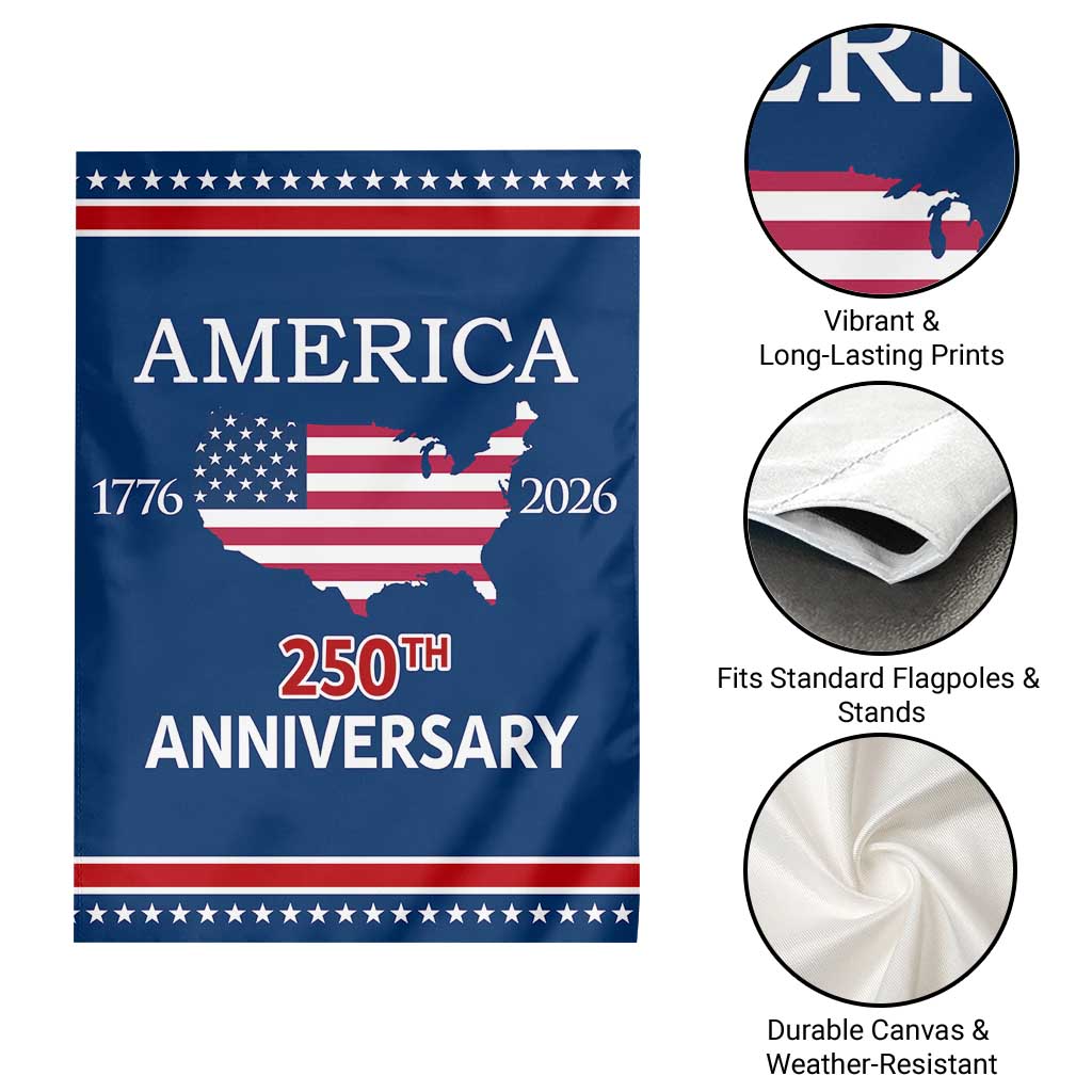 America 250th Anniversary 1776 2026 Patriotic USA Map Garden Flag 250 Years of Freedom American Flag 4th of July Independence Celebration TS02 Print Your Wear