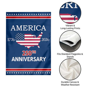 America 250th Anniversary 1776 2026 Patriotic USA Map Garden Flag 250 Years of Freedom American Flag 4th of July Independence Celebration TS02 Print Your Wear