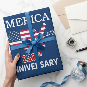America 250th Anniversary 1776 2026 Patriotic USA Map Wrapping Paper Roll 250 Years of Freedom American Flag 4th of July Independence Celebration TS02 Print Your Wear