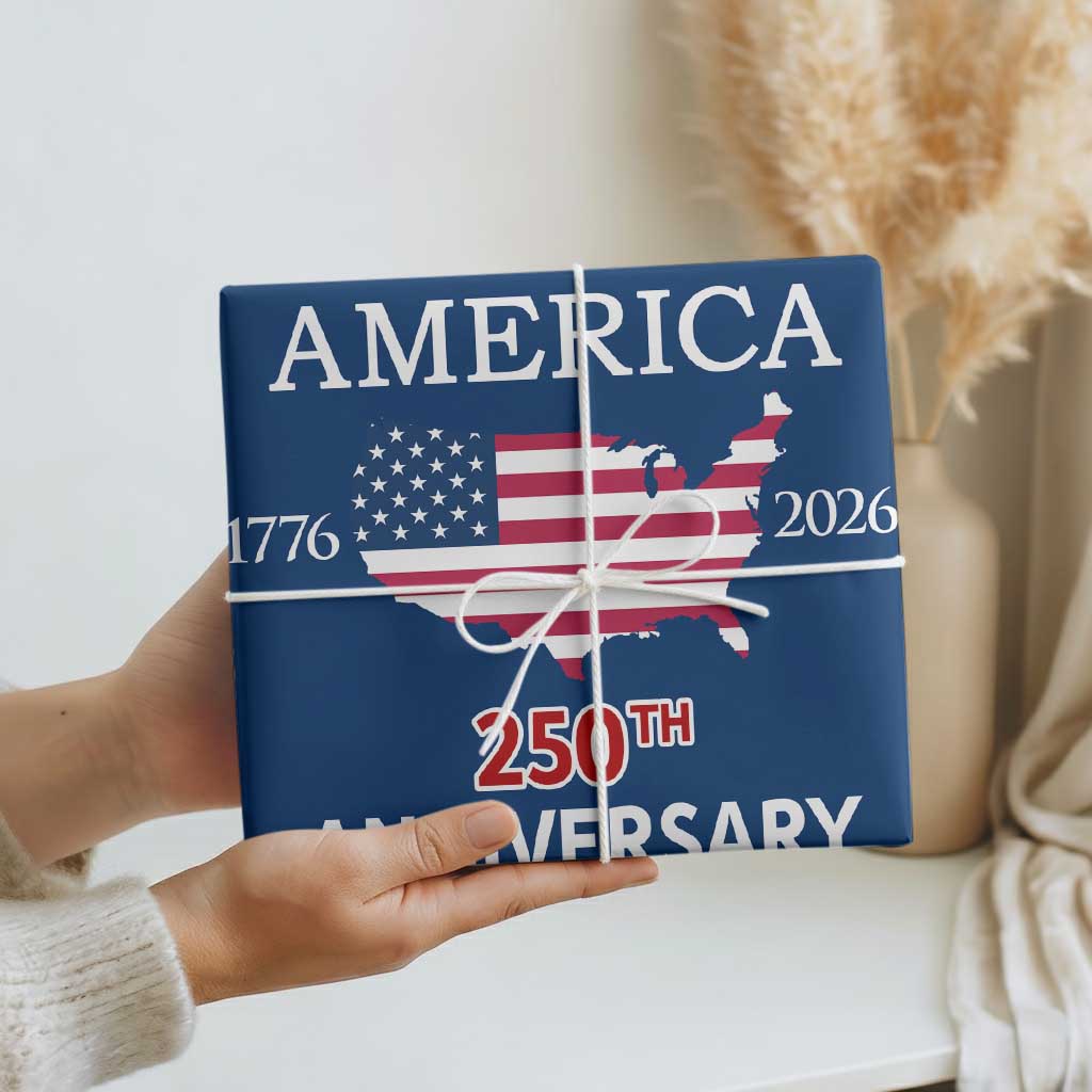 America 250th Anniversary 1776 2026 Patriotic USA Map Wrapping Paper Roll 250 Years of Freedom American Flag 4th of July Independence Celebration TS02 Print Your Wear