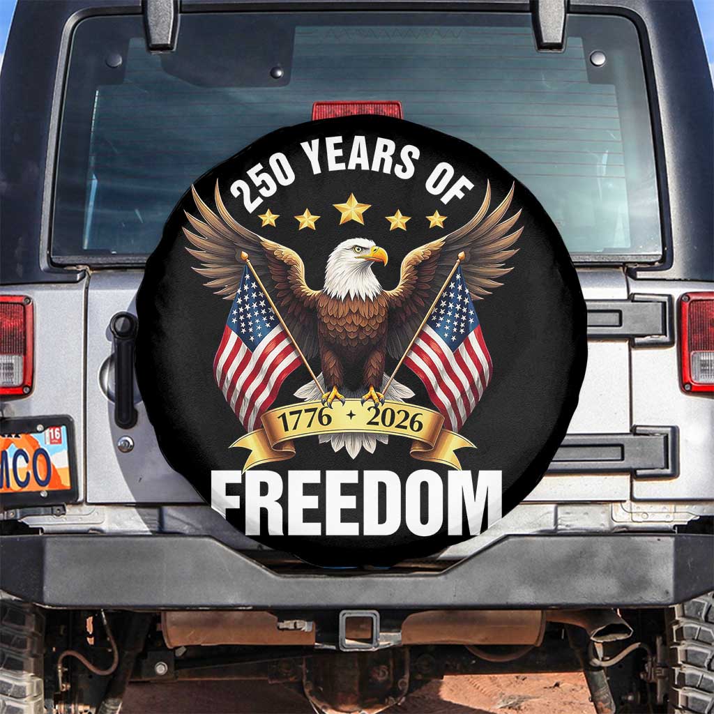 America 250th Anniversary 1776 2026 - Patriotic Bald Eagle - Spare Tire Cover TS02 No hole Black Print Your Wear