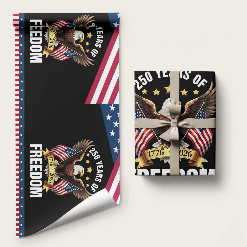 America 250th Anniversary 1776 2026 Patriotic Bald Eagle Wrapping Paper Roll 250 Years of Freedom 4th of July Independence Celebration TS02 Matte Black Print Your Wear