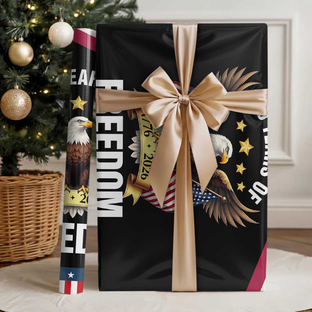 America 250th Anniversary 1776 2026 Patriotic Bald Eagle Wrapping Paper Roll 250 Years of Freedom 4th of July Independence Celebration TS02 Glossy Black Print Your Wear