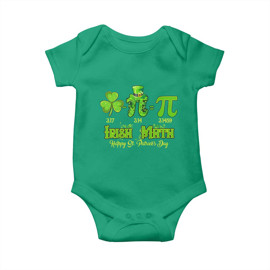 Funny Teacher St Patricks Day Baby Onesie Irish Math 3.14 Pi Shamrock Teacher Happy Day TS02 Irish Green Print Your Wear