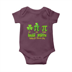Funny Teacher St Patricks Day Baby Onesie Irish Math 3.14 Pi Shamrock Teacher Happy Day TS02 Maroon Print Your Wear