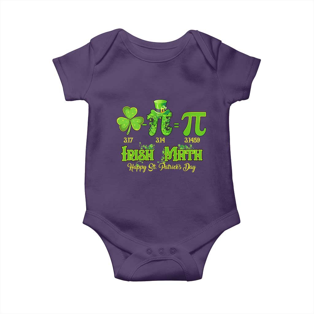 Funny Teacher St Patricks Day Baby Onesie Irish Math 3.14 Pi Shamrock Teacher Happy Day TS02 Purple Print Your Wear