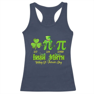 Funny Teacher St Patricks Day Racerback Tank Top Irish Math 3.14 Pi Shamrock Teacher Happy Day TS02 Navy Print Your Wear