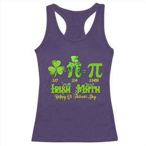 Funny Teacher St Patricks Day Racerback Tank Top Irish Math 3.14 Pi Shamrock Teacher Happy Day TS02 Purple Print Your Wear