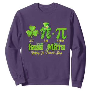 Funny Teacher St Patricks Day Sweatshirt Irish Math 3.14 Pi Shamrock Teacher Happy Day TS02 Purple Print Your Wear