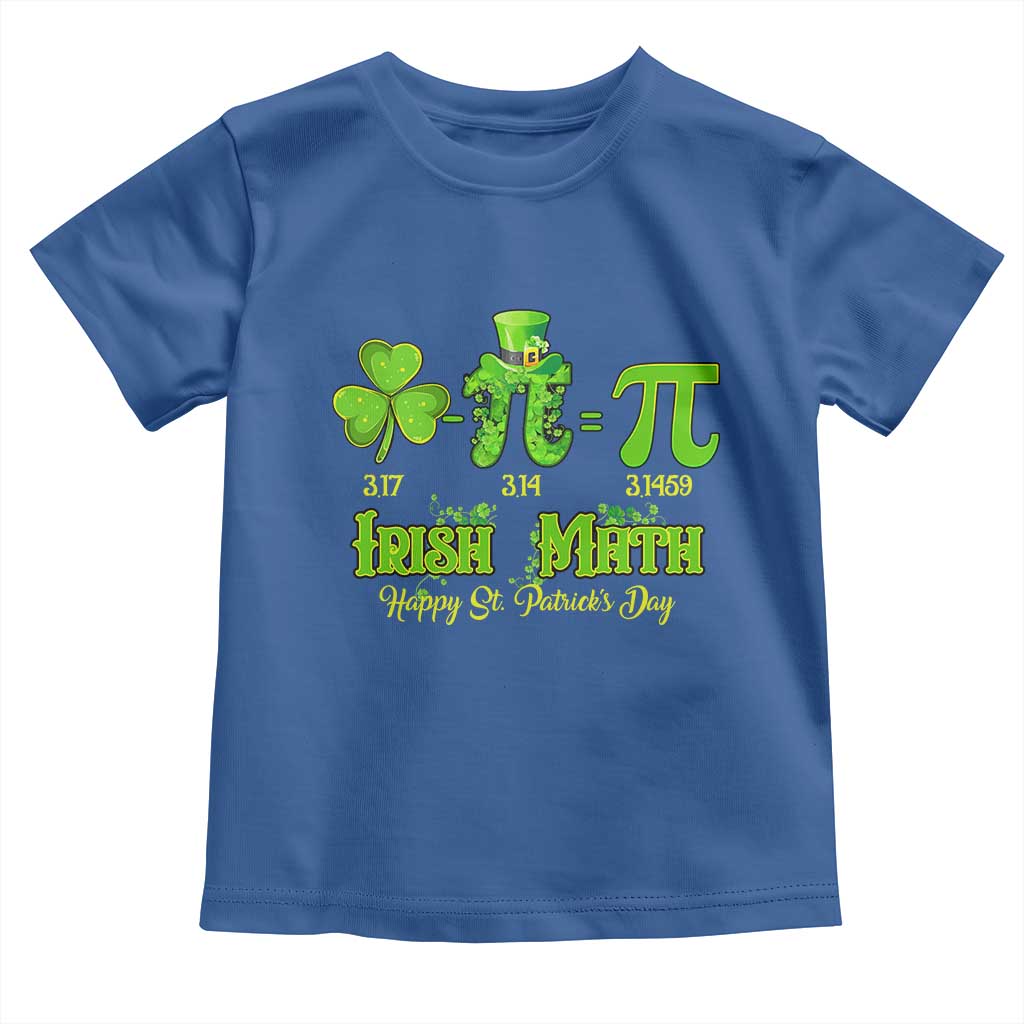 Funny Teacher St Patricks Day Toddler T Shirt Irish Math 3.14 Pi Shamrock Teacher Happy Day TS02 Royal Blue Print Your Wear